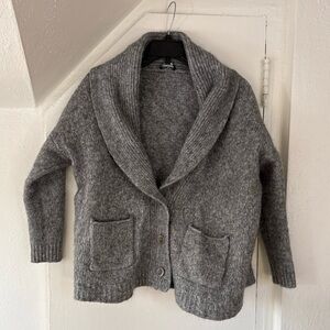 Eileen Fisher Gray Baby Alpaca Cotton Open Cardigan Sweater Size Small